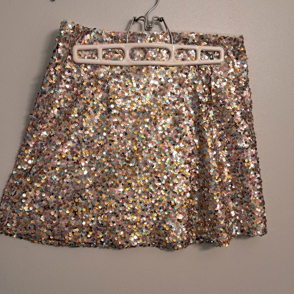 Multi-Colored Pastel Sequin Mini Skirt
